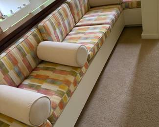 This is the built-in upstairs with the custom cushions that were designed in the 70s. Custom cushions in 2 other rooms Designer love