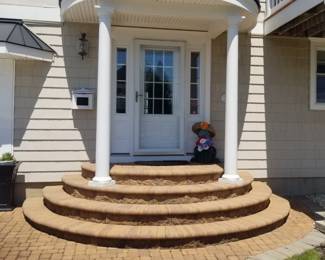 Front door with two side lights