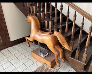 Large hand carved carousel horse