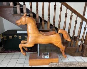 Large hand carved carousel horse