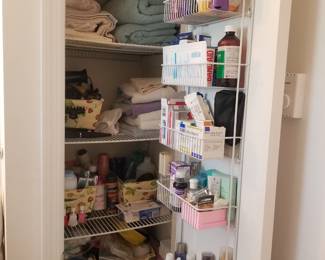 Wire shelving; household supplies