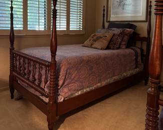 Turned wood twin bed
