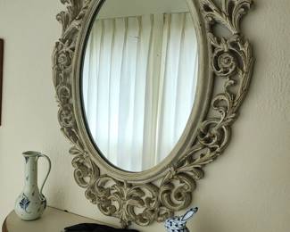 Vintage mirror and wall shelf