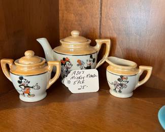 R1 - $25. 1930s Mickey Mouse Childs Tea Set.