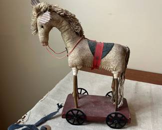R66 - $65. Kay Cloud Folk Art Horse. Sawdust Filled.
