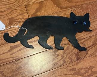 R16 - $10. Metal Cat Decor with marble eyes. (not old)