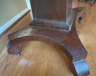 R78 - $125. Turn Top Drop Leaf Table. When the leaf was down it measures 48" x 24" x 28.75" tall. Leaf up is 48" x 46.5". Has been repaired at the base - see photos. Sturdy and table top looks great.