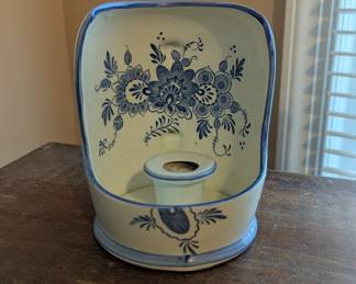R36 - $10. Delft Style Candle Holder. Can be mounted on wall.