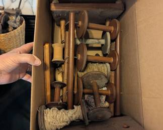 R26 - $60. Spinning Wheel Spools with Stands.
