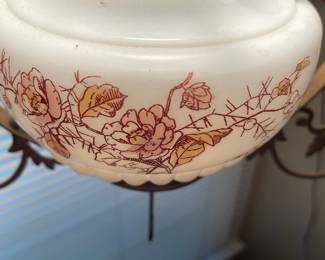 R140 - $75. Parlor/Library Lamp Chandelier Hanging Light. This has been converted to electricity.