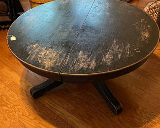 R147 - $50. Large Round Shabby Chic Coffee Table. Measures 42" round x 19" tall.