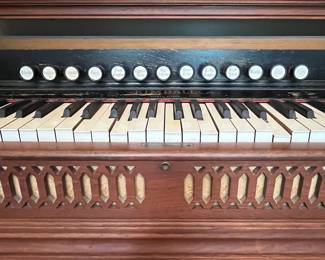 R81 - $50. Kimball Chicago Organ. Needs repairs to work - great look though! Measures 45" wide x 23.5" deep x 49" tall.