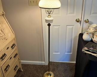 R86 - $50. Milk Glass Floor Lamp.