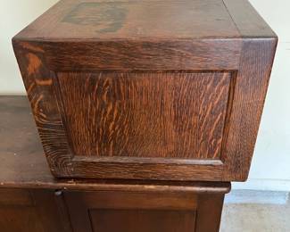 R72 - $95. Wooden Index Card Drawers / Card Catalog Library Cabinet. Measures 31" x 15.5" deep x 22.5" tall.