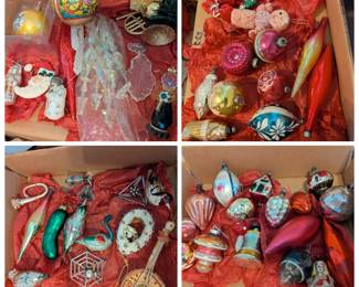 R48 - $60. Assorted Vintage Ornaments, Mostly Glass. Price for all.