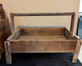 R43 - $25. Reclaimed Wood Farm Tote Measures 17.25" wide x 12" deep x 11.5" tall