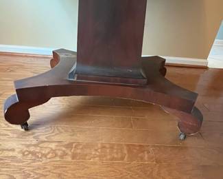 R78 - $125. Turn Top Drop Leaf Table. When the leaf was down it measures 48" x 24" x 28.75" tall. Leaf up is 48" x 46.5". Has been repaired at the base - see photos. Sturdy and table top looks great.