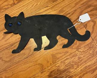 R16 - $10. Metal Cat Decor with marble eyes. (not old)
