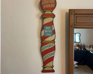 R144 - $65. Shaving Parlor Cupping & Leeching Sign by Yorkraft 1967.