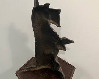 R55 - $65. Vintage Cast Iron Scottie Dog Door Stop with Surface Rust.