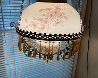 R140 - $75. Parlor/Library Lamp Chandelier Hanging Light. This has been converted to electricity.