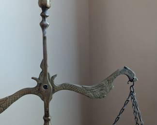 R22 - $45. Brass Balance Scale with Marble Base.