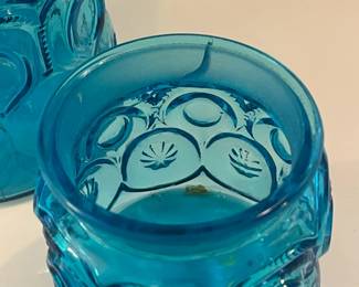 R20 - $45. Glass Canister Set. Some chipping - see photos. Still great colorful decor pieces!