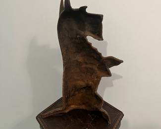 R55 - $65. Vintage Cast Iron Scottie Dog Door Stop with Surface Rust.