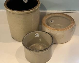 R57 - $15, $8, $8. Crocks with no lids.