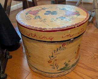 R23 - $75. Vintage Hand Painted Lidded Shaker Box.