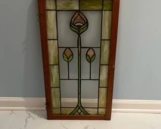 R97 - $75. Stained Glass Panel. Does have a cracked piece - see photo.