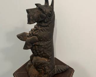 R55 - $65. Vintage Cast Iron Scottie Dog Door Stop with Surface Rust.