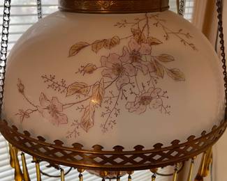 R140 - $75. Parlor/Library Lamp Chandelier Hanging Light. This has been converted to electricity.