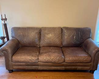 R136 - $200. La-Z-Boy Leather Couch and Love Seat. Both would benefit from a leather conditioner/cleaner. Couch measures 88" wide x 38" deep x 37" tall. Loveseat measures 66" wide x 39" deep x 37" tall