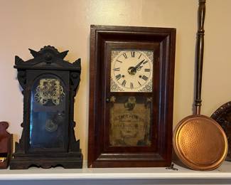 R94 - $50 Each Clock Case. Both need pieces / repairs to work.