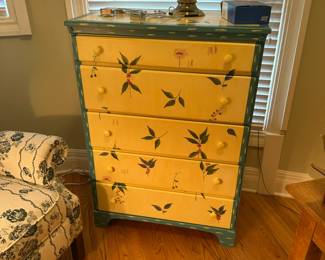 Suite of hand painted furniture.