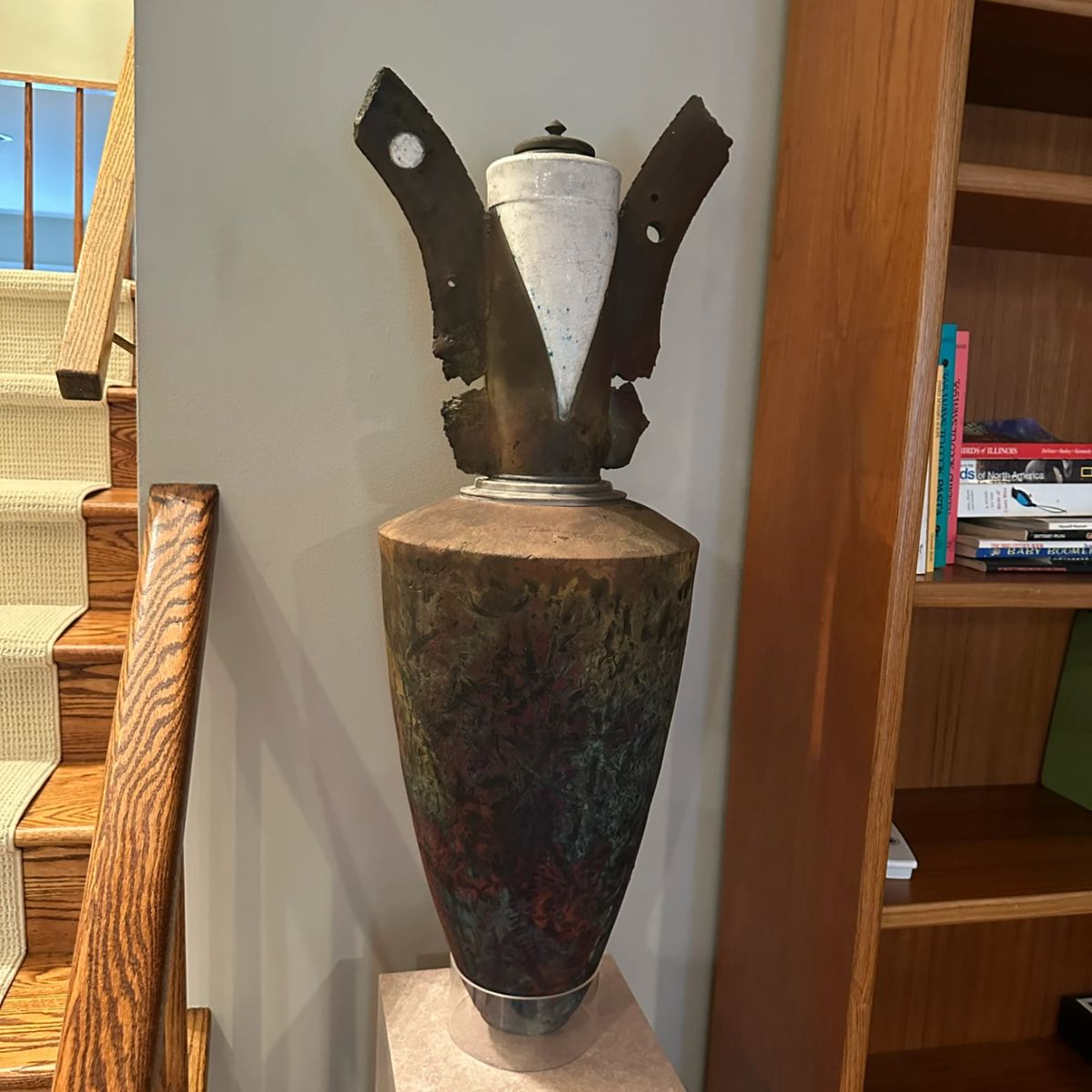 Large vintage artisan made Raku vase