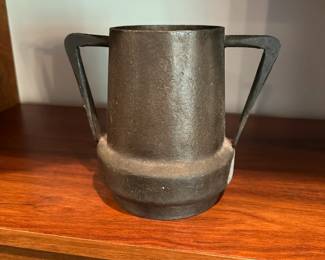 Unusual cast iron two handled vessel