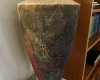 Large Raku studio art pottery vase sculpture by Gregory Milne. Measures 37"H x 14" at widest point. Image 2.  Price $250.