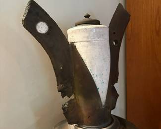 Large Raku studio art pottery vase sculpture by Gregory Milne. Measures 37"H x 14" at widest point. Image 3.  Price $250.