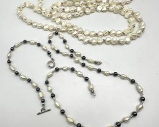 Freshwater pearl necklaces and bracelet