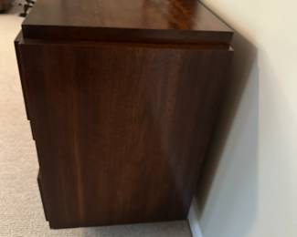 Mid century "brutalist" Lane Staccato walnut large chest with mirror. Measures 30"H x 68"L x 18 1/2"D. Image 5.