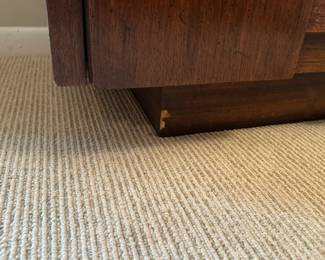 Mid century "brutalist" Lane Staccato walnut highboy dresser. Measures 54"H x 38"W x 18"D.  Image 6.