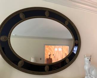 ANTIQUE COLBALT GLASS GILT MIRROR