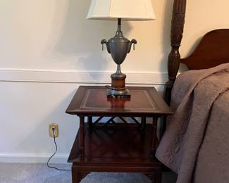 PAIR OF END TABLES AND LAMPS