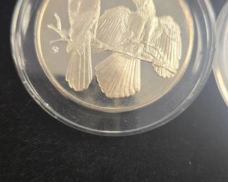 hummingbird and bluejay silver commemorative coins 2.3 oz each