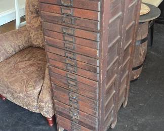 awesome vintage block print cabinet