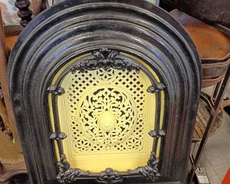 antique casti iron fireplace screen 