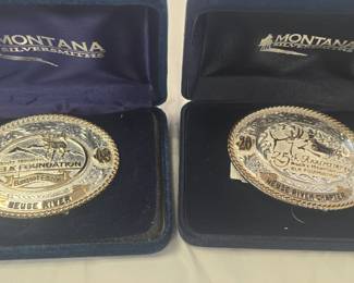 Rocky mountain Elk foundation Belt buckles Brass plate with sterling silver 