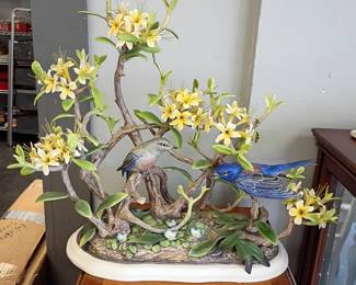 Western Bluebirds with Azaleas 1 of 400  done by Boehm PHENOMENAL PIECE WITH NOTING BROKEN
